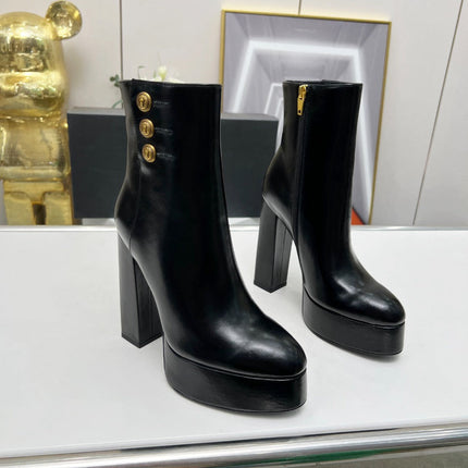 BALMAIN 26S BOOTS 135 MM IN BLACK CALFSKIN