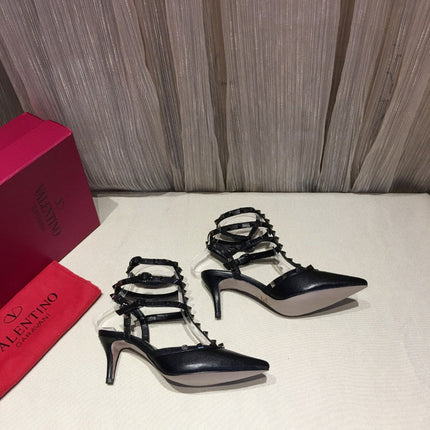 HIGH HEEL SANDAL FULL BLACK LAMBSKIN WITH STUDS
